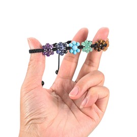 GEHECRST 7 Chakra Bracelet Gemstone Bracelets Natural Chakra Stones Yoga Bracelet Braided Adjustable Bracelet Healing Reiki Energy Therapy Good Luck Gemstone, Gemstone