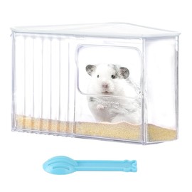 Marchul Hamster Sand Bath Container, Hamster Sand Bath Box with Cleaning Scoop, Transparent Hamster Bathtub Bathroom Toilet, Easy to Clean, Hamster Litter Box for Dwarf Hamster, Syrian Hamster, Gerbil