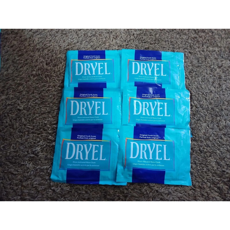 Dryel 6 DRYEL Dryer Activated Refill Cloths Original Fresh Scent