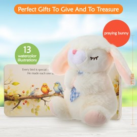 Sawnfay Baptism Gifts for Boys and Newborn Baby, 7" Praying Bunny Plush Toy and Bedtime Blessing Book in Keepsake Gift Box, Christening Gifts Set