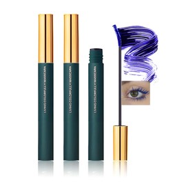 2PCS Blue Waterproof Mascara – Long-Lasting Curl, Length & Volume, Smudge-Proof, Clump-Free, Fiber-Enriched Formula with Fine Fiber Brush for Sensitive Eye