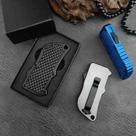 Folding Utility Knife, Premium Retractable Box Cutter, Aluminum Alloy Pocket Knife, Safety Replaceable Blade EDC Razor Knives with 5PCS Blades