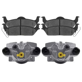 AutoShack Pair of 2 Rear Brake Calipers and Ceramic Pads Set Replacement for 2004-2009 2010 2011 Ford F-150 2006-2008 Lincoln Mark LT 3.5L 3.7L 4.2L 4.6L 5.0L 5.4L 6.2L V6 V8 4WD AWD RWD BCPKG0847