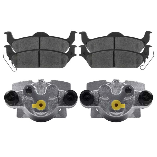 AutoShack Pair of 2 Rear Brake Calipers and Ceramic Pads