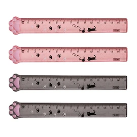 4 Pieces Of Cat Paw Rulers, Creative Measuring Rulers, Plastic Rulers, Cute Transparent Rulers, Student Stationery, School Office Measuring Tools