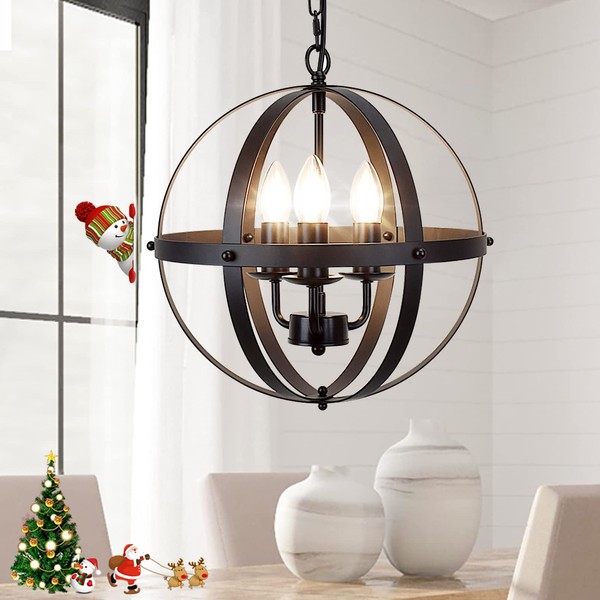 DLLT Vintage Pendant Hanging Light Fixtures, Flush Mount Ceiling Chandelier