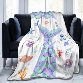 Mermaid Blanket Soft Fleece Flannel Lightweight Birthday Gifts Blankets Cozy Warm Cute Throw Blanket Living Rooms Sofa Decor Blanket All Seasons 50x40 Inches