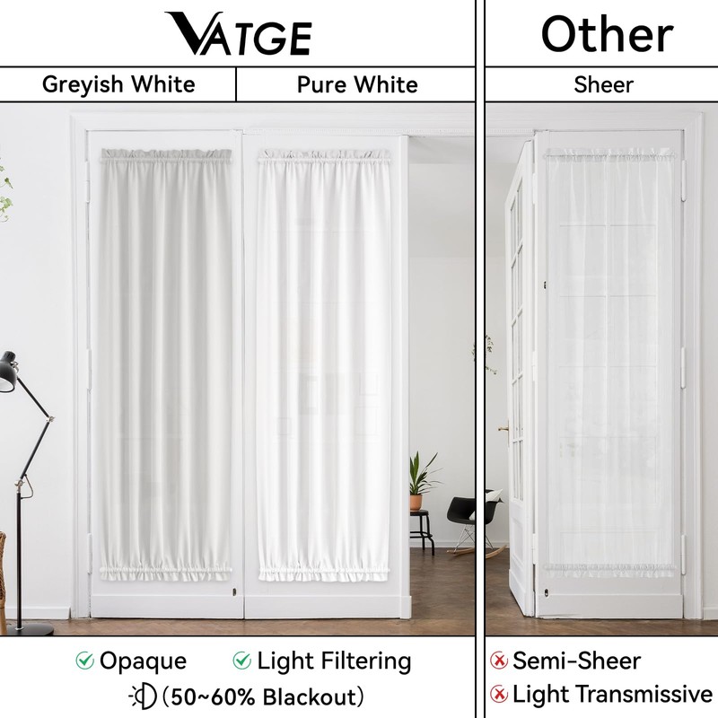 Vatge Front Door Sidelight Curtains with Velcro - 12x72 Door