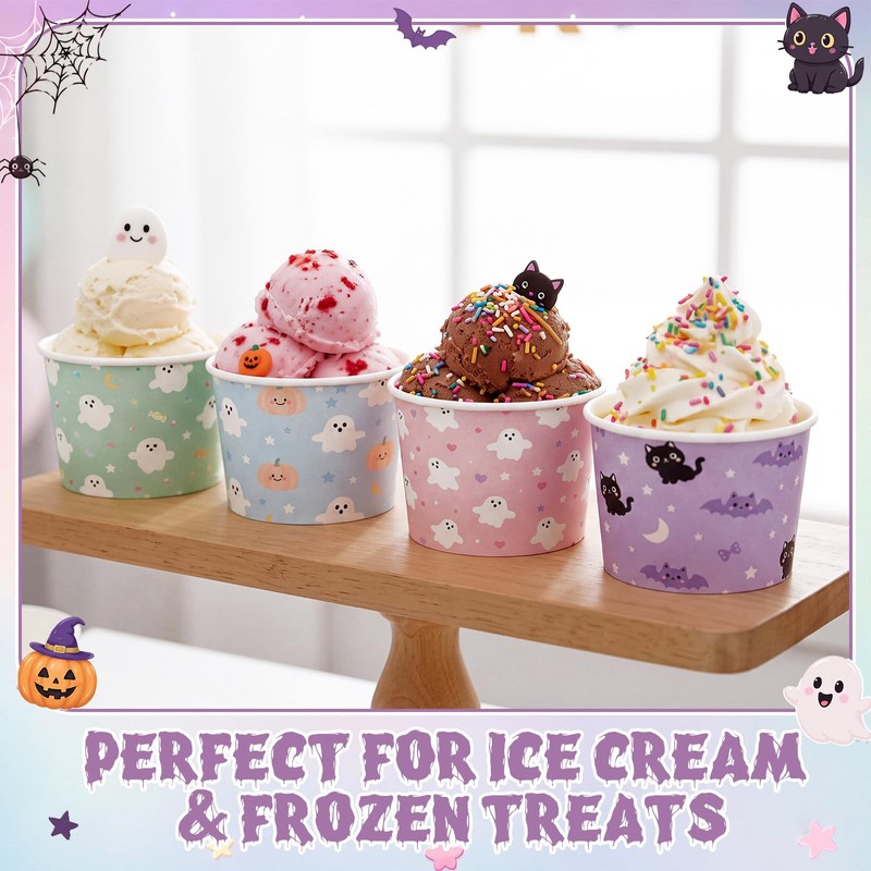 48 Pack Halloween Disposable Paper Snack Cups, 9oz Cute Pastel