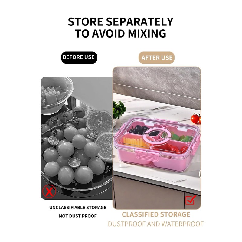 KEYVOZ Snackle Box Container with Lid- Travel Charcuterie Box with