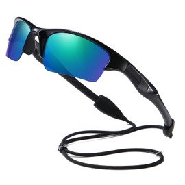 DUCO K014 Children's Sunglasses, Children's Sunglasses, Sports, Polarized, Ultra Lightweight Frame, UV Protection, Baseball, Running, Cycling, Ages 5-12, black/green, Free size
