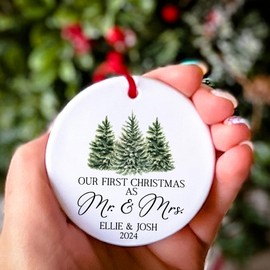 First Christmas Married Ornament 2024-1st Christmas Married - Newlywed Gifts for Couples - Bridal Shower Gift - New Home Gift - Wedding Gifts For Couples Bride Groom Newlyweds
