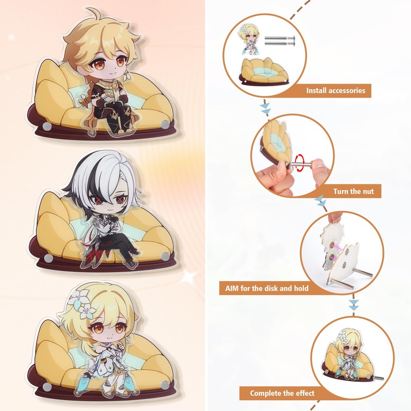 TaiCy Genshin Impact 2-in-1 Magnetic Acrylic Stand: Includes 3 Figures