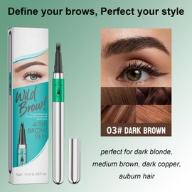 Upgrade Eyebrow Pencil Dark Brown Smudgeproof, Brow Pen With Longlasting Effect, 4-Tip Eyebrow Pen Create Natural Hair-Like Brows, Precise Eye Brow Pencil For Women And Girls