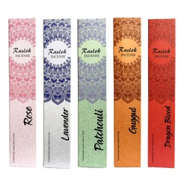 Natural Incense Stick | Pack of 5, 15 gm Each| Mixed Scents Lavender,Rose,DragonBlood,Patchouli,Guggul | 100% Non Toxic & Natural Hand Rolled Incense Sticks