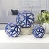 Elements Decorative Ceramic Cutout Spheres, Blue, Set of 3, 4,