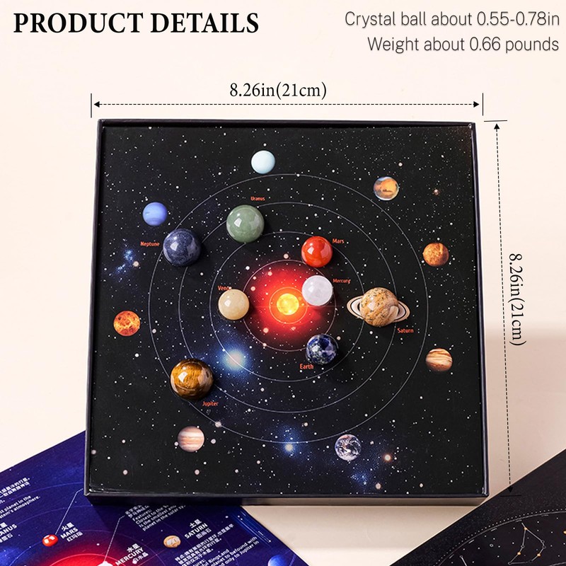 Runyangshi Natural Crystal Solar System Planets Set, 8 Pcs Gemstone