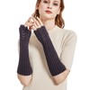 Novawo Scale Design Winter Warm Fingerless Gloves Knitted Long Arm