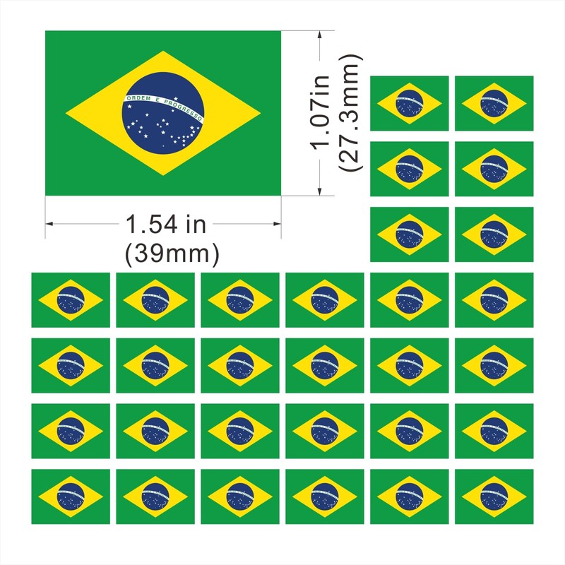 Womaha 30 Temporary Brazil Flag Tattoos Fans Face Tattoo Stickers