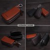 Contacts Genuine Leather Car Key Case Holder Double Zipper Keychain