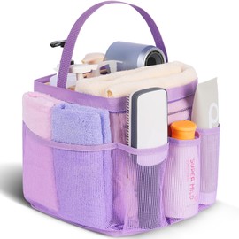 EUDELE Mesh Shower Caddy Portable for College Dorm Room Essentials,Portable Shower Caddy Dorm with 8-Pocket Large Capacity, Shower Bag for Beach, Swimming, Gym-Purple