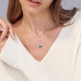 YAFEINI Black Pearl Necklace 925 Sterling Silver Phoenix Pendant Necklace Phoenix Jewelry Mother's Day Present for Women Mom