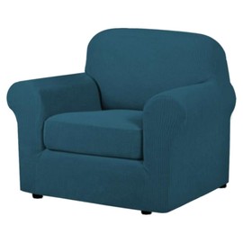 H.VERSAILTEX 2-Pieces Armchair Cover Chair Slipcovers with Arms Furniture Protector Cover Fit Armchair Width Up to 47 Inch, Jacquard Spandex Couch Covers Armchair Slipcover - Deep Teal, Chair