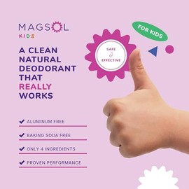 MAGSOL Natural Deodorant for Kids and Teens, Aluminum Free, Baking Soda Free, Magnesium Deodorant for Girls, Gentle for Sensitive Skin, Long Lasting O