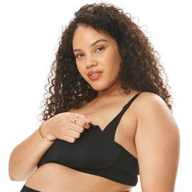 Motherhood Maternity Women's Wireless Micro Bra Pregnancy with Nursing Clips, Black