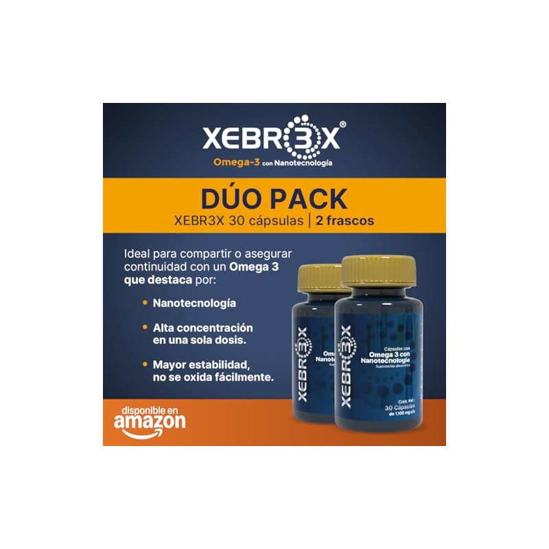 XEBREX Omega 3 con Nanotecnología DUOPACK Aceite de Pescado EPA