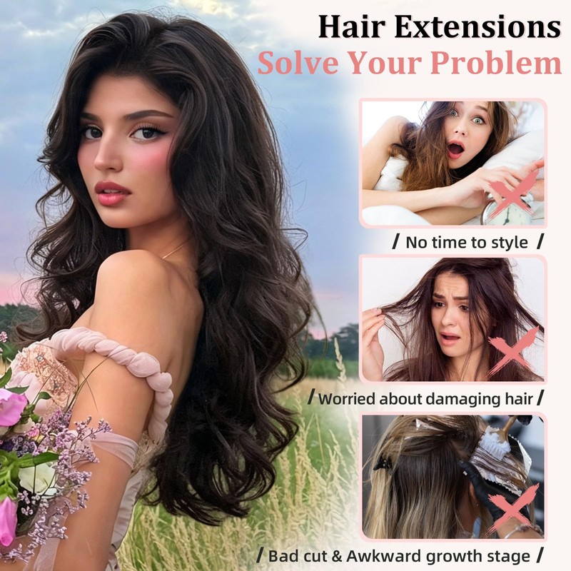 Clip in Hair Extensions Long Wavy Hair Extensions for Women