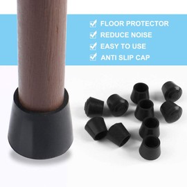4pcs Leg Caps Tips 25mm 1 Inch Anti Slip Rubber Furniture Table Feet Cover Floor Protector Reduce Noise Prevent Scratches Black