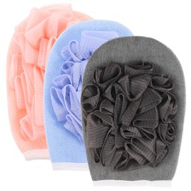 TOVINANNA 3pcs Bathing Scrubber Gloves Soft Bath Towels for Exfoliating Back Massage Shower Use Random Colors Khaki Dark Coffee for Skin Care