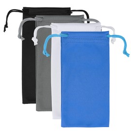 Tucnoeu 4Pcs Glasses Pouch Microfiber Soft Sunglasses Pouch Eyeglass Pouch With Drawstring Assorted Colors for Men & Women