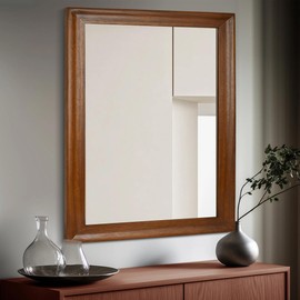 CULER Rustic Wood Wall Mirror for Bathroom,Rectangle Large 30 x 40 inch Hanging vatiny Mirrors with Wooden Frame for Living Room,Bedroom,Entryway(Walnut Brown)