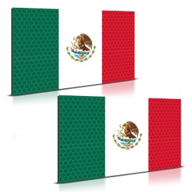 2PC Reflective Mexico Flag Magnets - 5x3 Inches - Mexico Magnet Decal for Car Jeep Truck Automobile Bumper