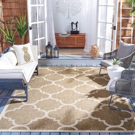 SAFAVIEH Courtyard Collection Area Rug - 5'3" Square, Brown, Moroccan Trellis Design, Non-Shedding & Easy Care, Indoor/Outdoor & Washable-Ideal for Patio, Backyard, Mudroom (CY6243-242)