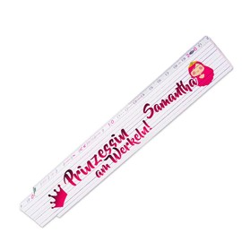 Ruler with Name Samantha and Beautiful Motif - Princess at Work - for Women | Metre Measure | Link Scale Printed with Name | Many Names to Choose From