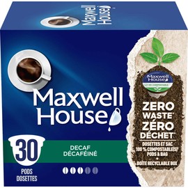 Kraft Maxwell House Decaf Coffee 100% Compostable Pods, 30 Keurig Pods,