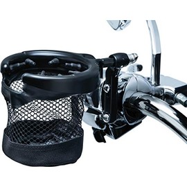 Kuryakyn 1738 Motorcycle Handlebar Accessory: Universal Drink/Cup Holder with Mesh Basket for Clutch/Brake Perch Mount, Gloss Black