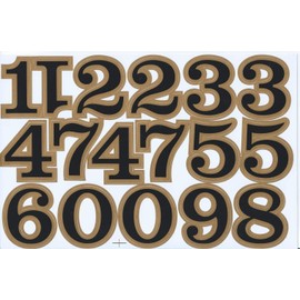 XIAXIN Waterproof PVC Number Sticker Set Number Sticker Set Weatherproof Waterproof Nameplate Suitcase Nameplate Locker Indoor Outdoor Use TS-116 (1, Black X Gold)