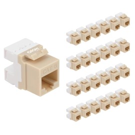 Tecmojo 180° Angled RJ45 Cat6 Keystone Jacks in Ivory 25 Pack Compatible with 180° Angled Speed Termination Tool