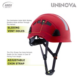 UNINOVA Hard Hats for Construction OSHA Safety Helmet 6 pt. Adjustable Suspension Cascos De Construccion ANSI Z89.1 Type I Class C Hardhats(S5 Red)