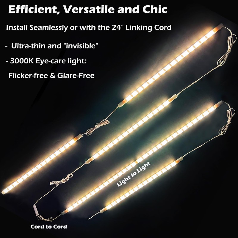 LED Under Cabinet Lighting 6pcs 30cm Seamlessly Linkable Strip Light