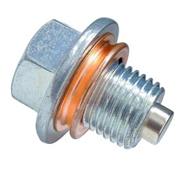 Autokemat 11128-01M0B Magnetic Oil Drain Plug with Copper Crush Washer Compatible with 1982-2019 Nissan Rogue Altima Sentra Kicks Frontier Titan Murano and Most Models Standard M12 x 1.25 (Upgrade)