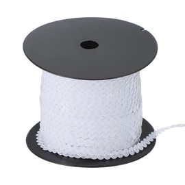 sourcing map 11 Yard Flat Sequin Strip, 6mm Paillette Sequins String Ribbon Roll Spangle Flat Sequin Strip for Crafts Embellishments Sewing Costume Accessories, White