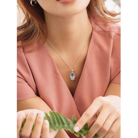 Suplight Evil Eye Hamsa Hand Necklaces for Women, 925 Sterling Silver White Gold Plated Necklace Womens Pendant Dainty Necklace Jewelry Gift for Women