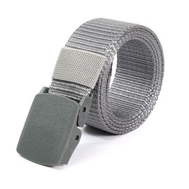 FATASH Unisex Army Tactical Grey Waist Belt Canvas Nylon Webbing Big Size with Black Plastic Buckle Waistband Daily Wear Mens Womens Fashion Vintage Belt for Dress Pant Jeans