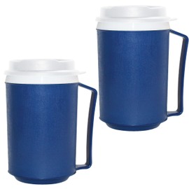 Rehabilitation Advantage Weighted Insulated Mug with Tumbler Lid (12oz), Pack of 2 Blue
