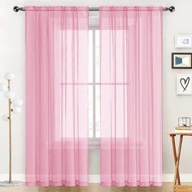 SpaceDresser - Paneles de cortina de gasa transparente con bolsillo para barra de tratamiento de ventana para cocina, recámara, sala de estar, cortinas de filtrado de luz solar, decoración semi del